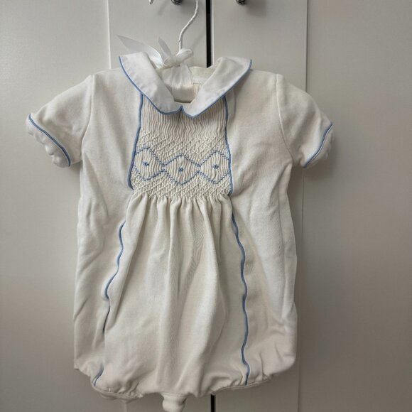 Ralph Lauren Baby Boy Special Occasion Smocked Romper - Picture 1 of 3